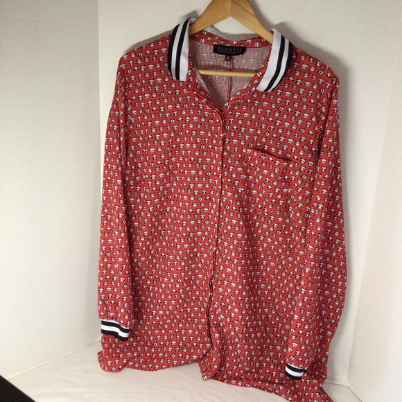 Eloquii red cat/dog print tunic - Picture 1 of 9